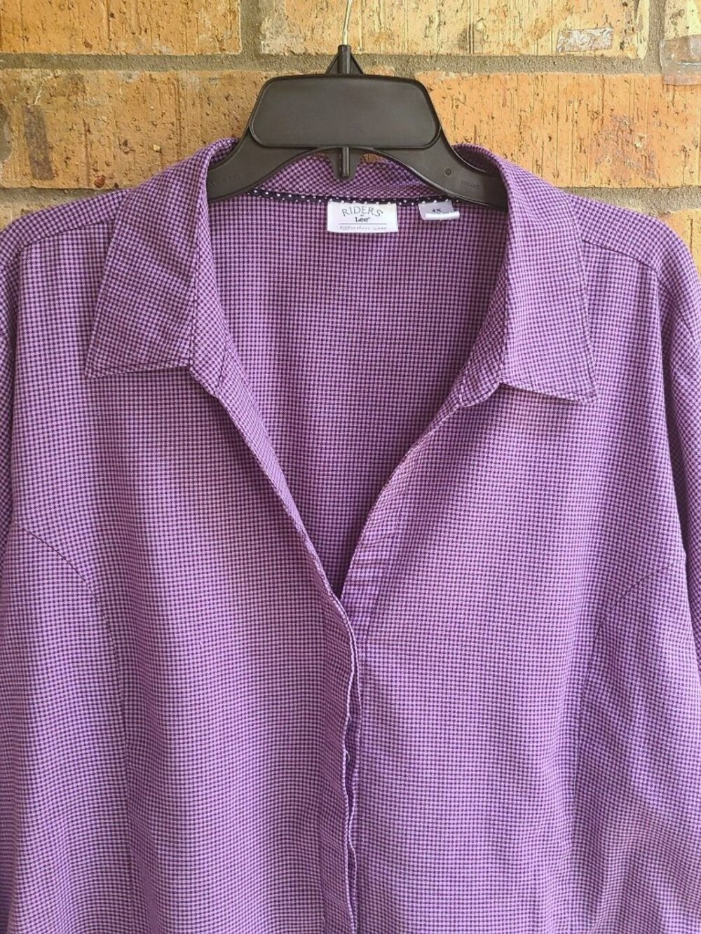 Riders By Lee Women's Top Blouse Button Front 3/4 Sleeves Purple Size 4X - Picture 4 of 6